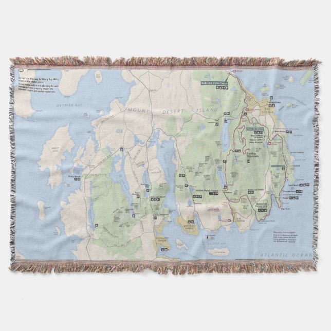 Acadia-Nationalparkkarten-Wurfsdecke Decke (Vorderseite)