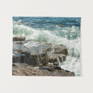 Acadia Rocky Shoreline Maine SMALL Wandteppich