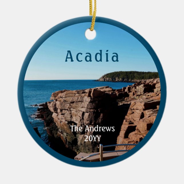 Acadia Thunder Hole Nationalpark Maine Keramik Ornament (Vorne)