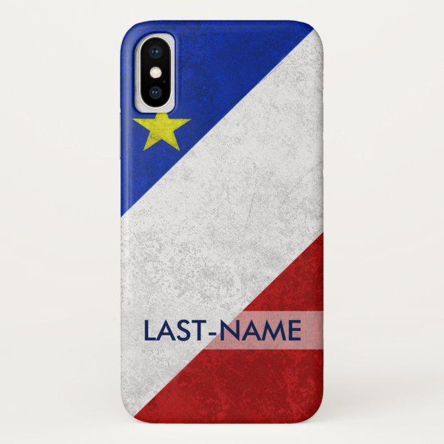 Acadian Flag Surname Distressed Grunge Personalize Case-Mate iPhone Hülle (Rückseite)
