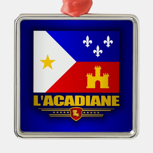 Acadiana Pride Silbernes Ornament (Vorne)