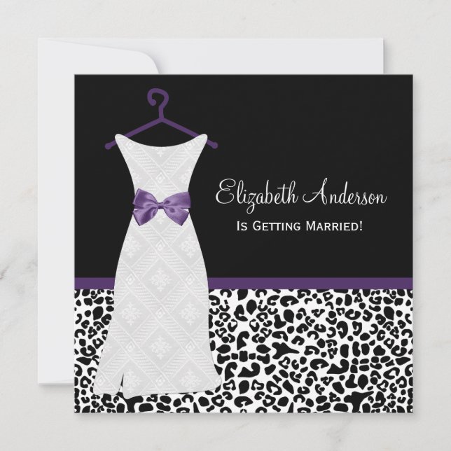 Acai Lila Gown Leopard PrintBridal Dusche Einladung (Vorderseite)
