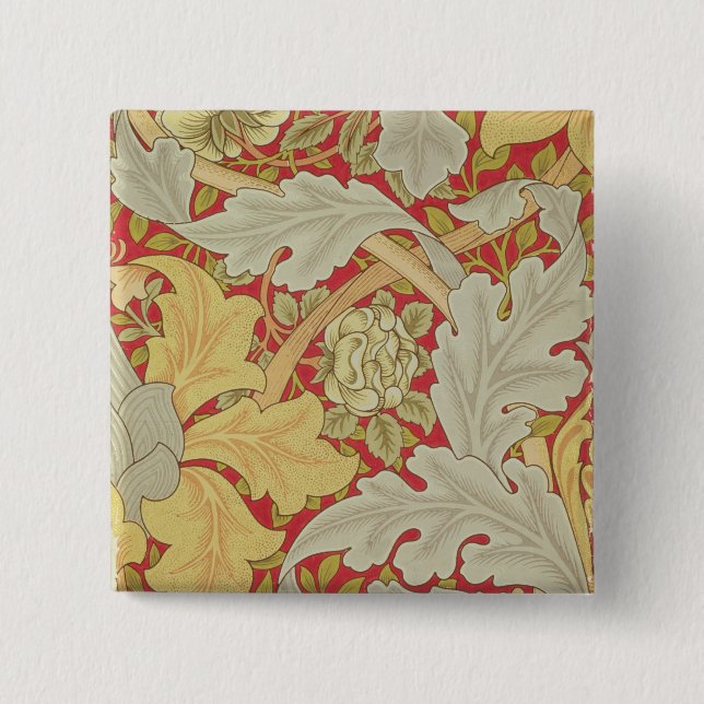 Acanthus-Blätter und wilde Rose auf einem Button (Vorderseite)