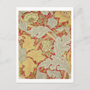 Acanthus-Blätter und wilde Rose auf einem Crimson- Postkarte