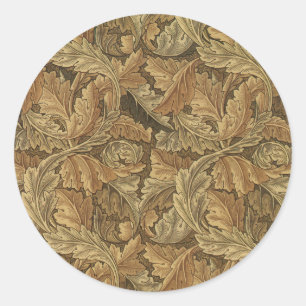 Acanthus-Blätter von William Morris, Antike Textil Runder Aufkleber