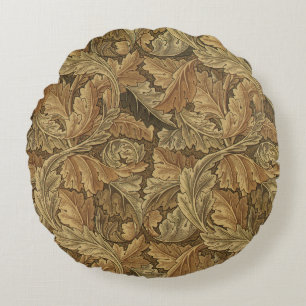 Acanthus-Blätter von William Morris, Antiker Stoff Rundes Kissen