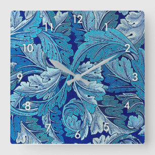 Acanthus Blue, William Morris Quadratische Wanduhr
