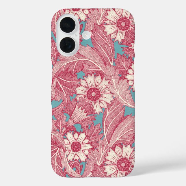 Acanthus viva magenta türkis iPhone 16 hülle (Rückseite)