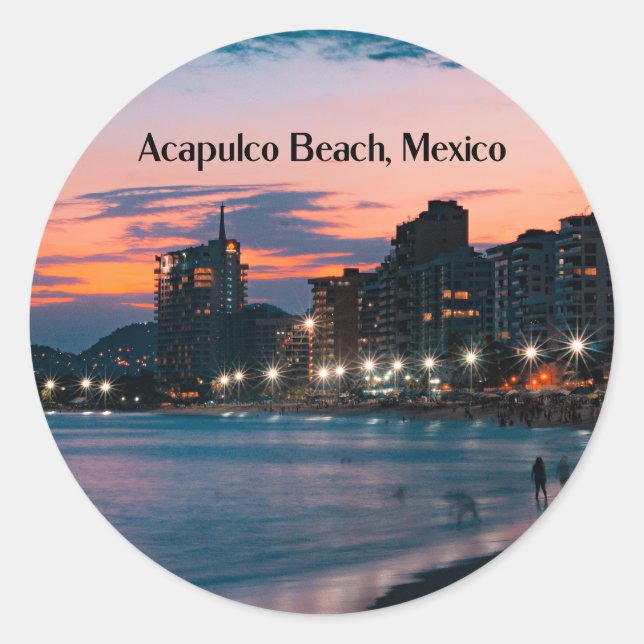 Acapulco Beach, Mexiko Runder Aufkleber (Vorderseite)
