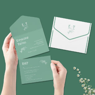 Acapulco Green Einfache Moderne Hochzeit All In One Einladung