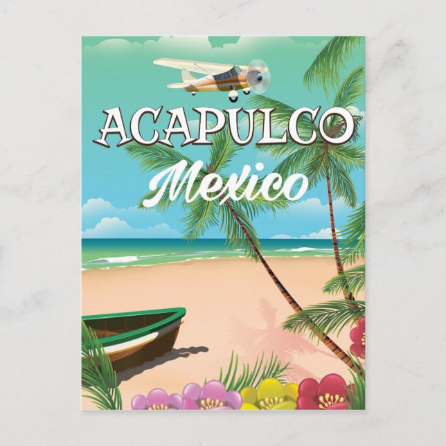 Acapulco Mexico Vintage Reiseplakat Postkarte (Vorderseite)