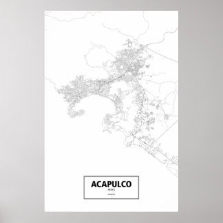 Acapulco, Mexiko (schwarz auf weiß) Poster