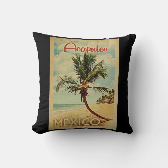 Acapulco Palm Tree Vintage Kissen (Vorderseite)