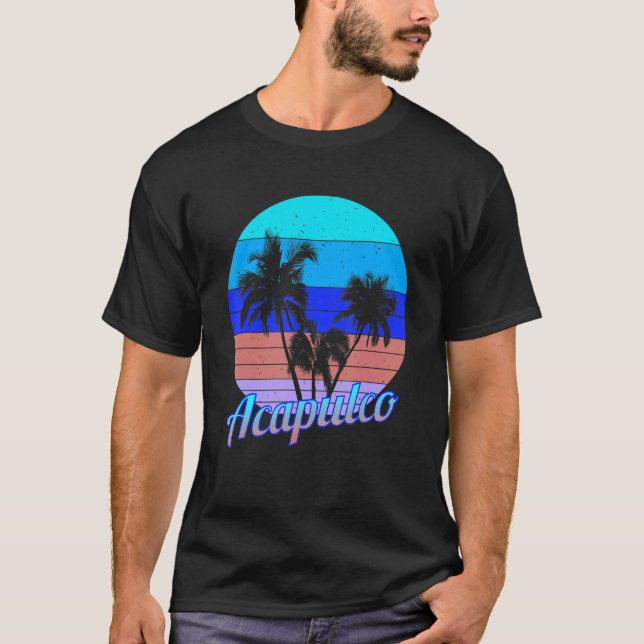 Acapulco Retro Tropische Palmen T-Shirt (Vorderseite)