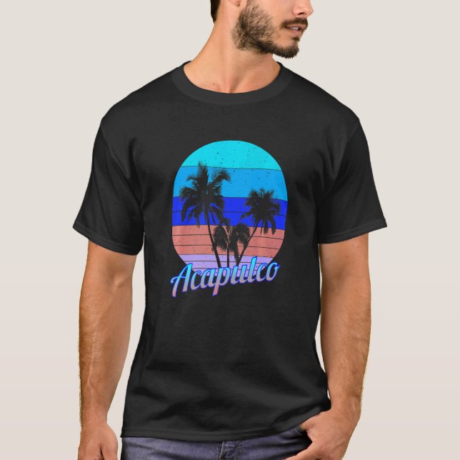 Acapulco Retro Tropische Palmen T-Shirt (Vorderseite)