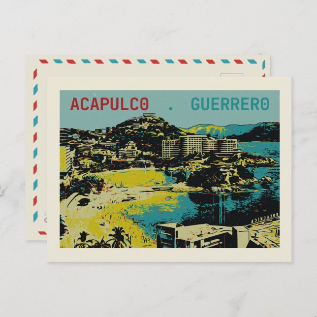 Acapulco view, Mexique, carte postale Guerrero (Devant / Derrière)