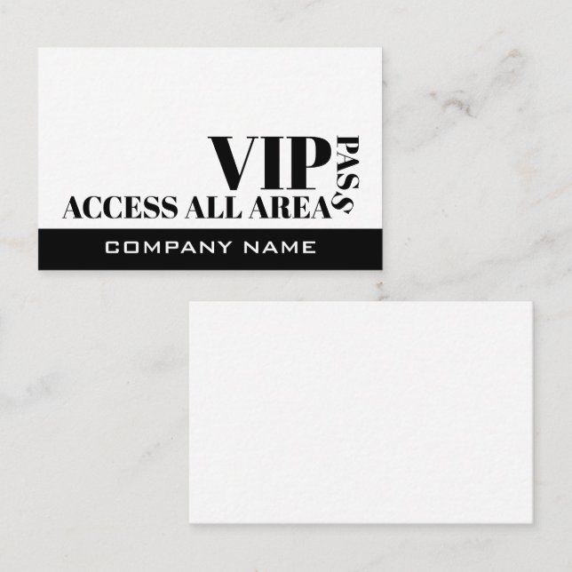 Accéder à toutes les zones Design, cartes VIP (Devant / Derrière)