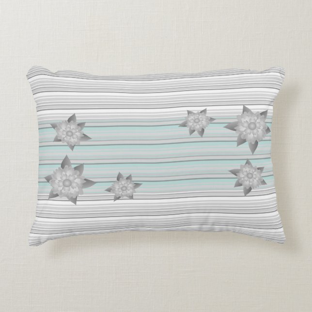 Accent Pastel Coussin Gris et Turquoise (Devant)