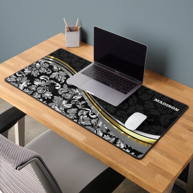 Accents or Black & Silver Damask (Bureau 2)