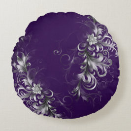 Accents Violet et Argent Envoûtants Coussin Rond