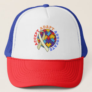 Accept Adapt Advocate-Autism Awareness World Ribbo Truckerkappe