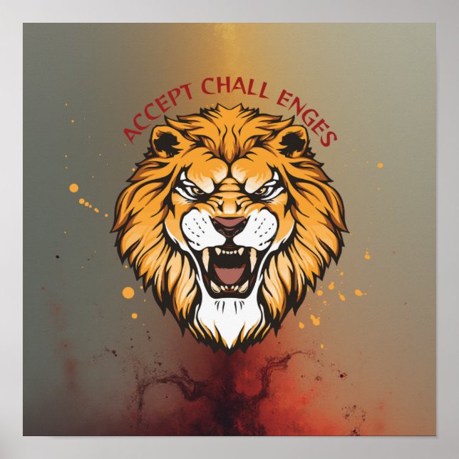 Accept Challenges – Motivational Quote Design Poster (Vorne)