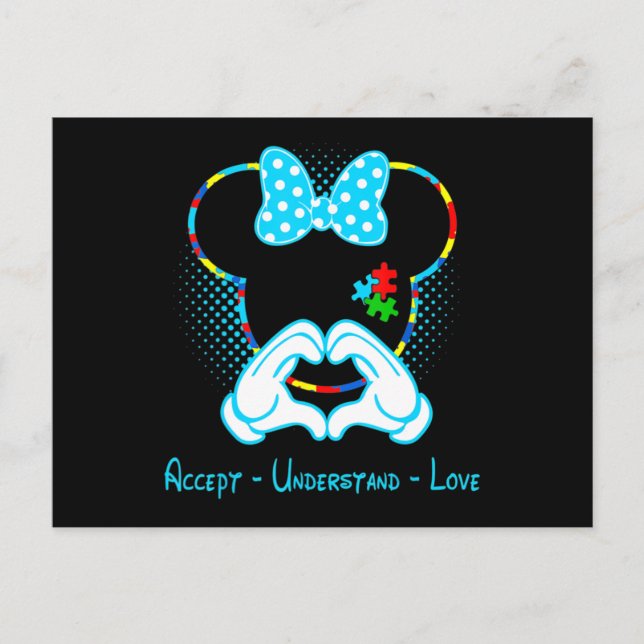 Accept Understand Love Autism Awareness - Mouse Au Postkarte (Vorderseite)