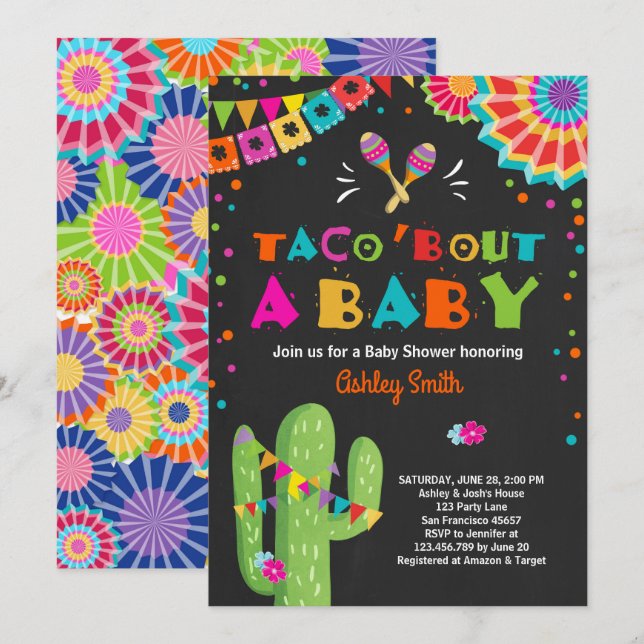 Accès de taco une invitation de baby shower de (Devant / Derrière)