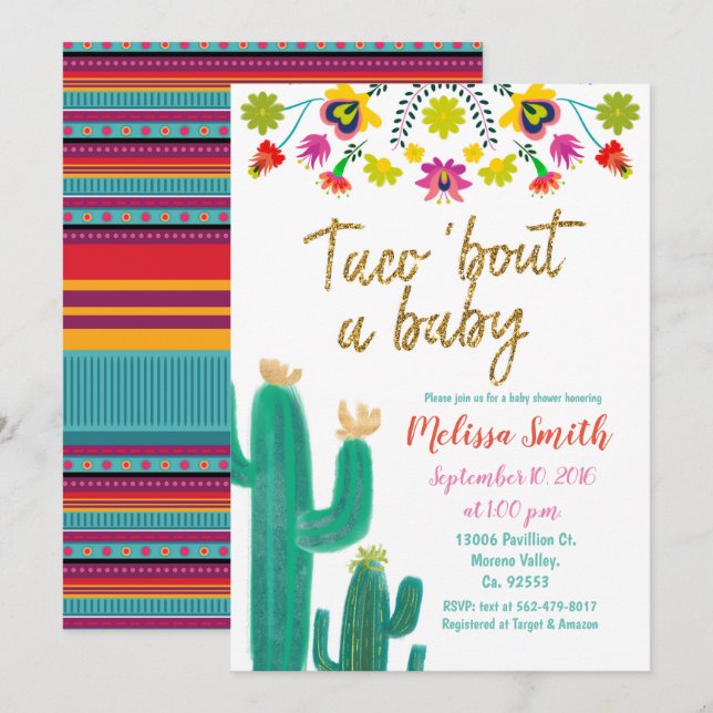 Accès de taco 'une invitation de baby shower de (Devant / Derrière)
