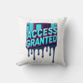 Access Granted | Retro Hacker Floppy Disk Graphic Kissen