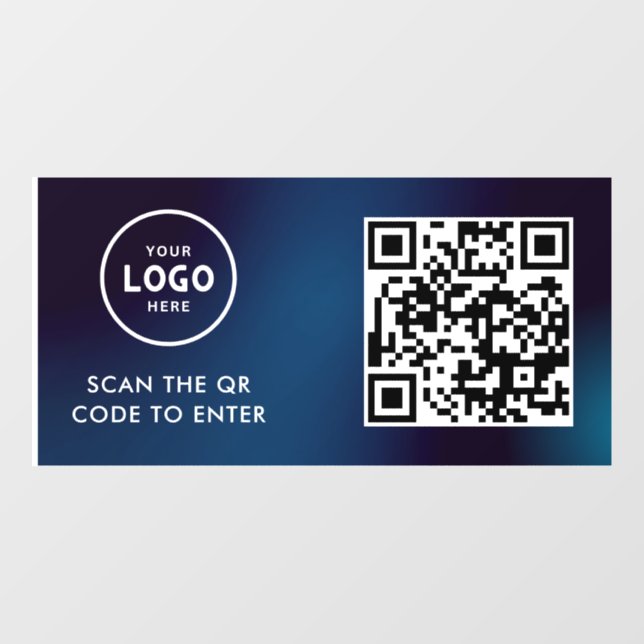 Access-Kontrolle | QR-Code-Firmenlogo - Blauer Ein Fensteraufkleber (Blatt)
