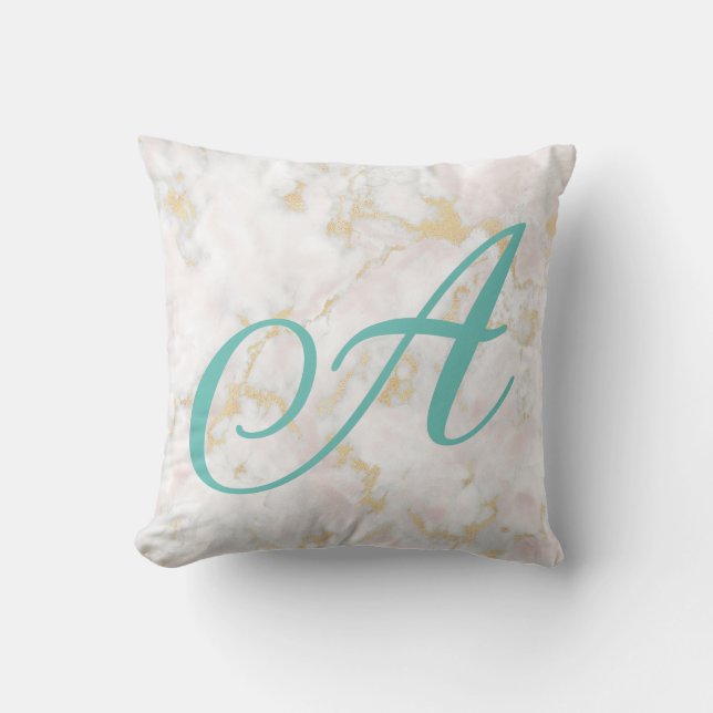 Accessoire de Coussin Motif en or rose marbre (Recto)