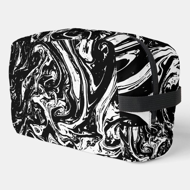 Accessoires aus schwarzem und weißem Marmor Waschbeutel (Linke Seite)