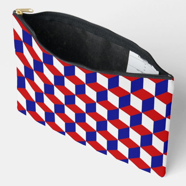 Accessory Pouch - Rote, weiße, blaue Blocktäuschun Zubehörtasche (Offen)