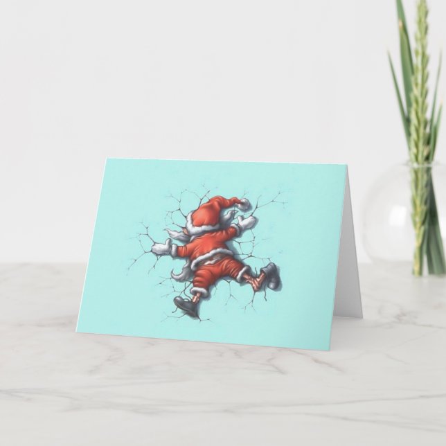 Accident drôle de Père Noël dans la carte de Noël (Devant)