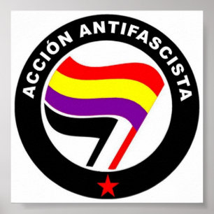 Acción Antifascista Antifascist Spanisch-Flagge Poster