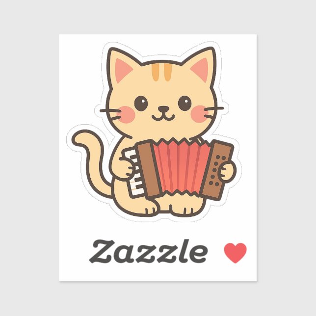 Accordion Cat Drawing Aufkleber (Blatt)