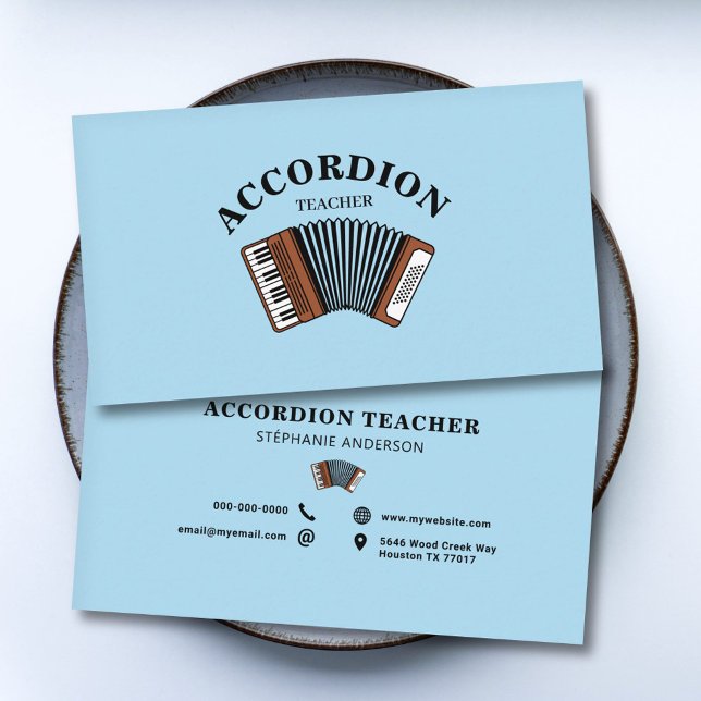 Accordion Lehrer Blue Visitenkarte (Accordion Teacher Blue Business Card)