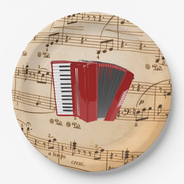 Accordion Music, populäres Design, Pappteller (Vorderseite)