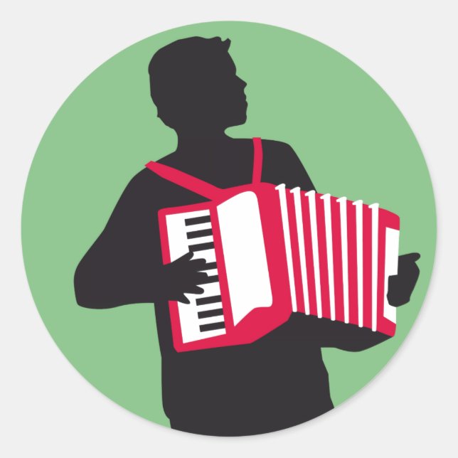 Accordion player runder aufkleber (Vorderseite)