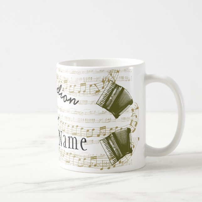 Accordion Player Tasse 11 oz mit Ihrem Namen (Rechts)