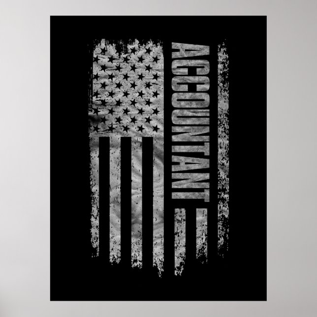 Accountant USA Flag Distressed design Poster (Vorne)