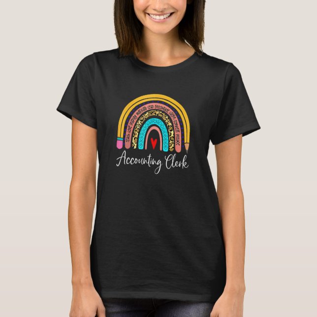 Accounting Clerk Leopard Rainbow Accounting Back T T-Shirt (Vorderseite)
