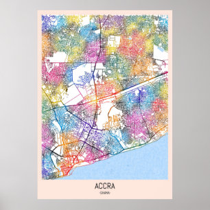 Accra Ghana City Map Poster