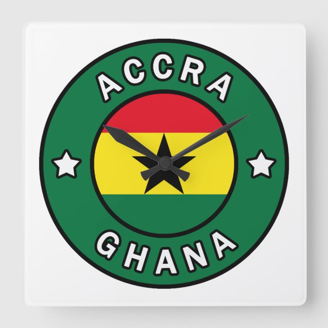 Accra Ghana Quadratische Wanduhr (Vorderseite)