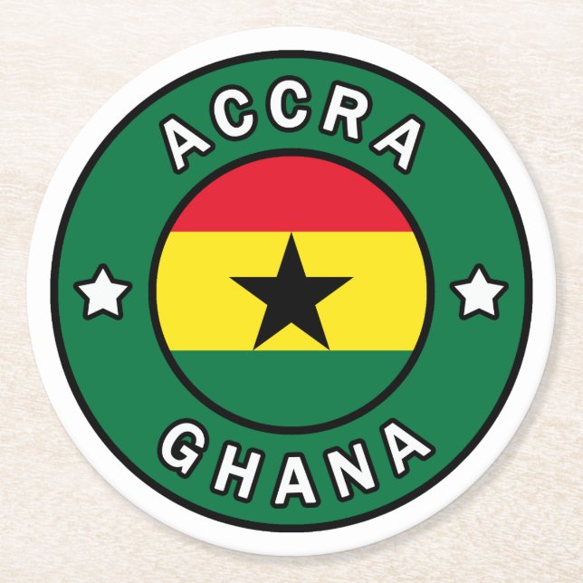 Accra Ghana Runder Pappuntersetzer (Vorderseite)