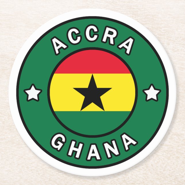 Accra Ghana Runder Pappuntersetzer (Vorderseite)