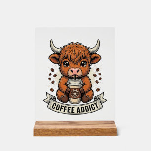 Accro au café Vache des Highlands Mignonne Gravure