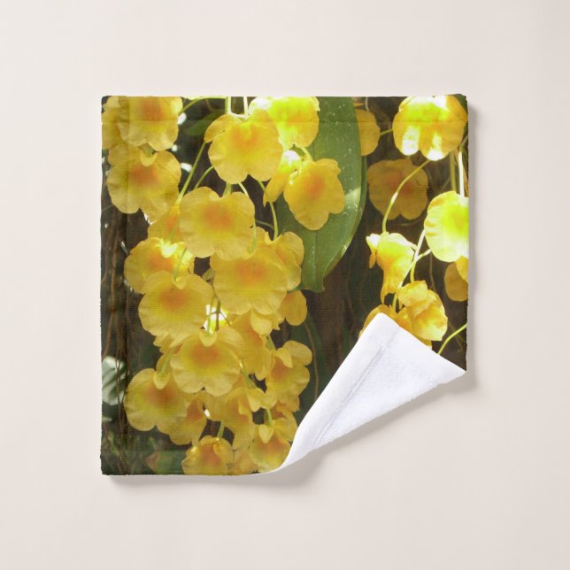 Accrocher les orchidées jaunes Fleurs tropicales (Gant de toilette)