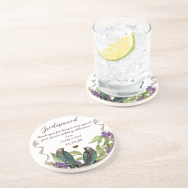 Accueil Bridesmaid Dessous de verre d'oiseaux Vint (Côté)